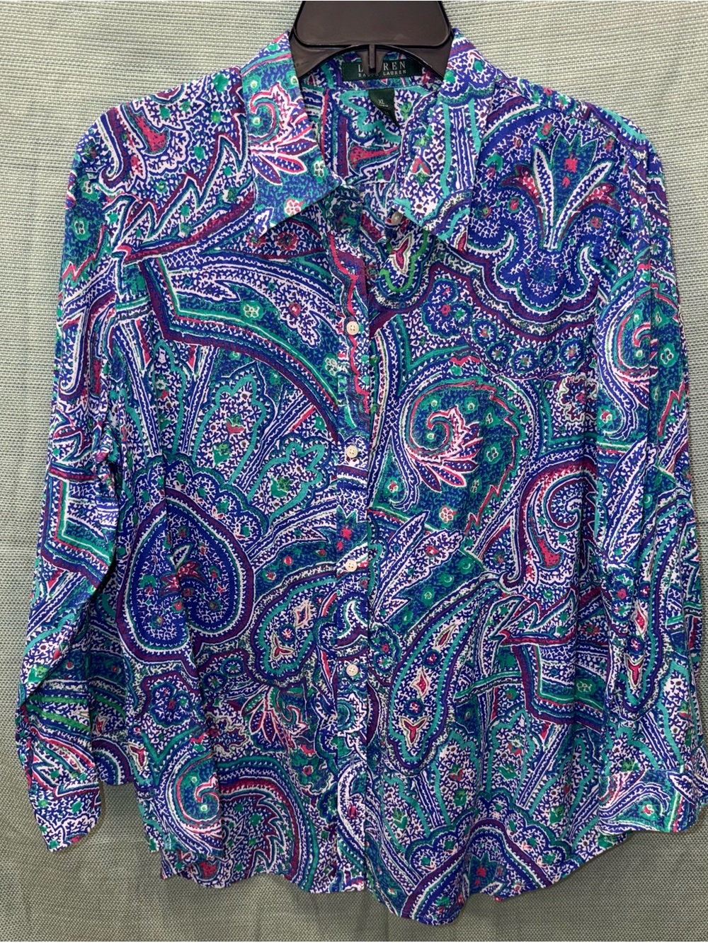 Lauren Ralph Lauren Paisley Button-Down Shirt in Blue, Green & Purple